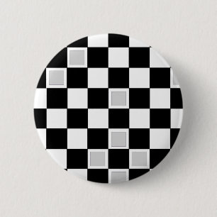 Grey Checkers 6 Cm Round Badge