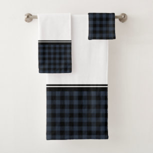 Grey Chequered Bath Towel Set