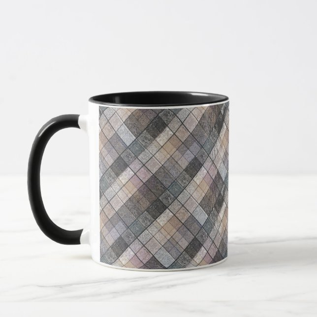 grey chequered . mug (Left)