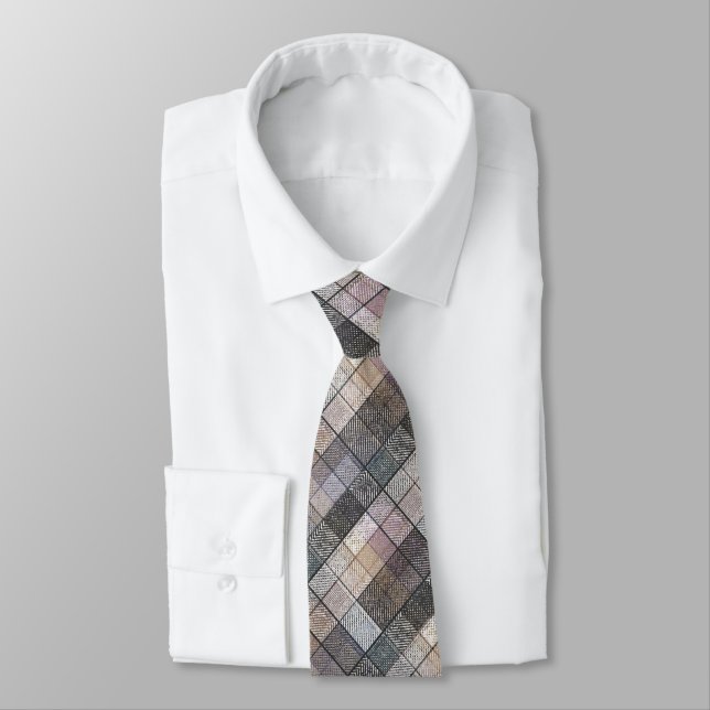 grey chequered . tie (Tied)