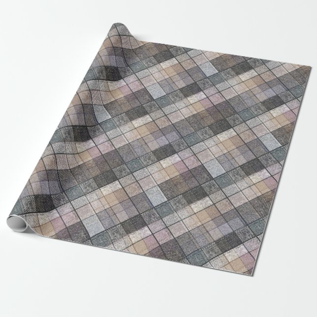 grey chequered . wrapping paper (Unrolled)