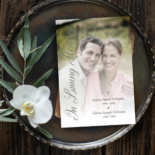 Grey Cherished Fancy Memories Couple's Funeral Card