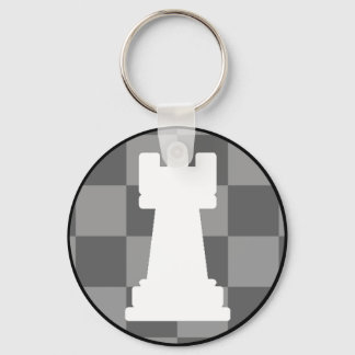 Grey chessboard Rook Key Ring