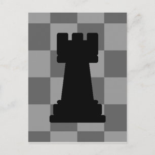 Grey chessboard Rook Postcard