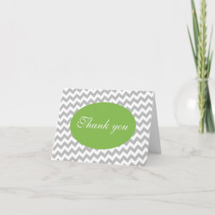 Grey Chevron and Light Green Modern Thank You Card