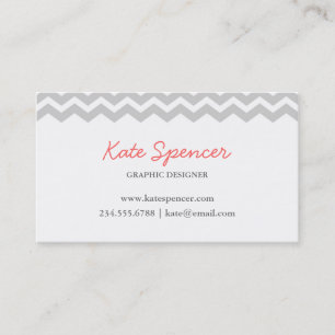 Grey Chevron and Polka Dot Business Card