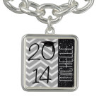 Grey Chevron Black Faux Glitter Name Graduation