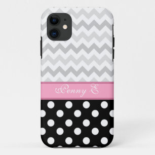 Grey Chevron Black Polka Dot Pink iPhone 5 Case