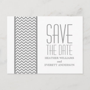 Grey Chevron Border Save the Date Postcard