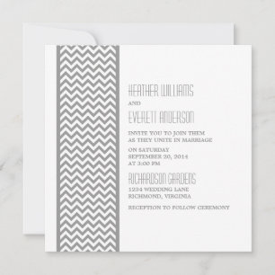 Grey Chevron Border Wedding Invite