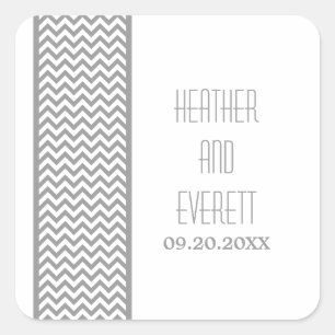 Grey Chevron Border Wedding Stickers
