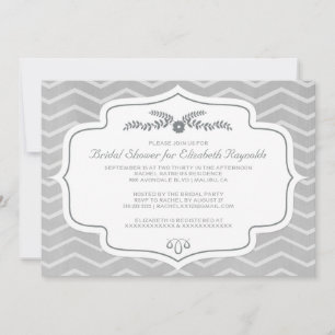 Grey Chevron Bridal Shower Invitations