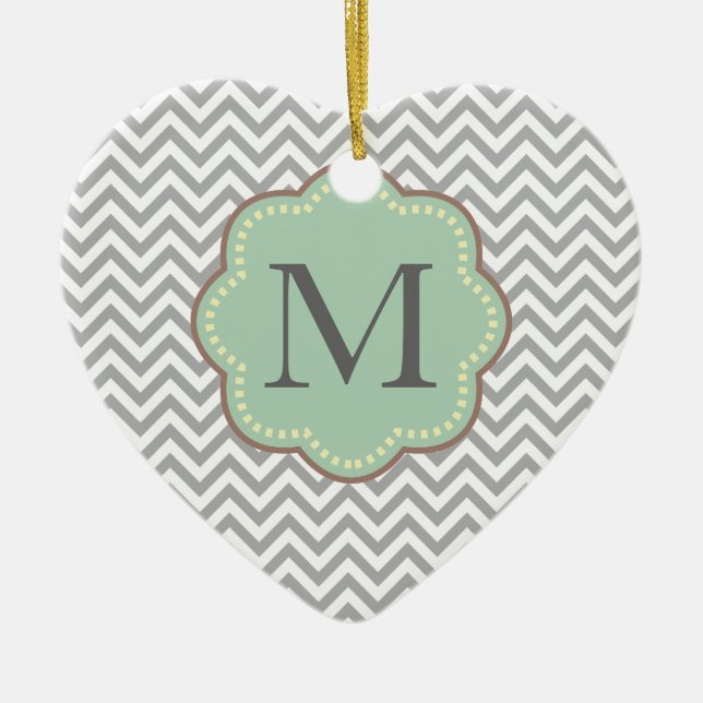Grey Chevron Ceramic Tree Decoration (Front)