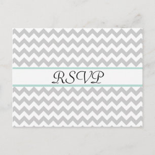 Grey Chevron Custom Wedding RSVP Post Card