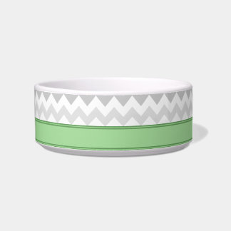 Grey Chevron Green personalised Cat Bowl