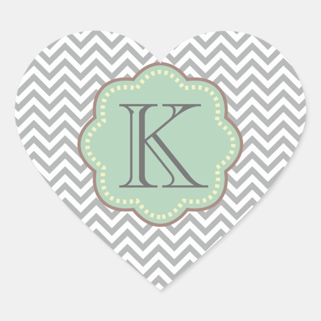 Grey Chevron Heart Sticker (Front)