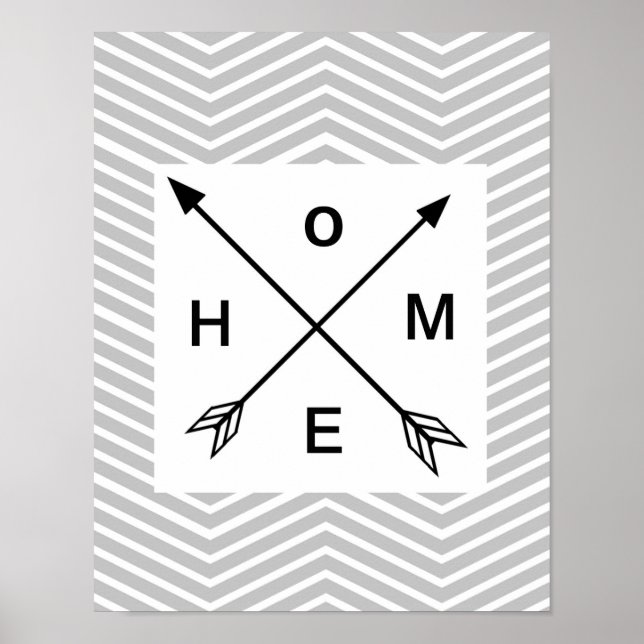 Grey Chevron Home Decor Art Poster Minimalist art (Front)