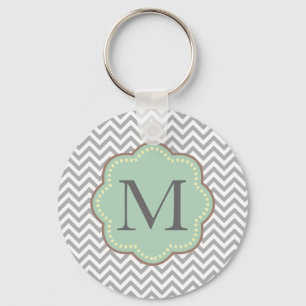 Grey Chevron Key Ring