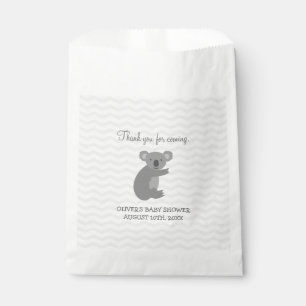 Grey chevron koala bear baby shower favour bags