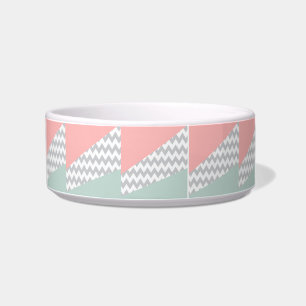 Grey Chevron  Mint and Coral Bowl