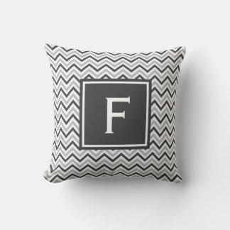 Grey Chevron Monogram Cushion