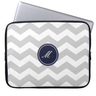 Grey Chevron Pattern Laptop Sleeve