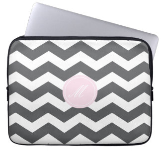Grey Chevron Pattern Laptop Sleeve