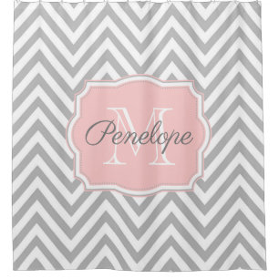 Grey Chevron Pattern Shower Curtain