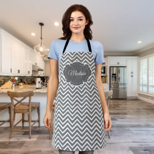 Grey Chevron Personalised Apron