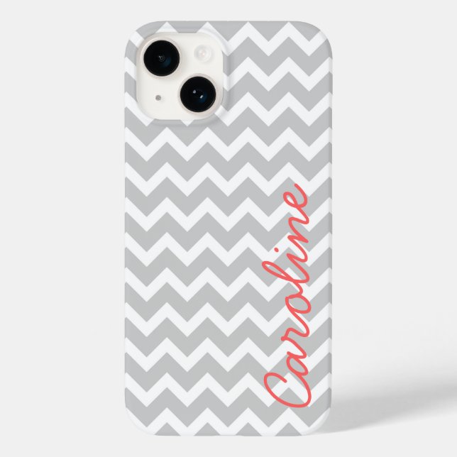 Grey Chevron Personalised Custom Monogram Case-Mate iPhone Case (Back)