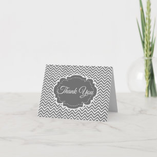 Grey Chevron Personalised Folded Thank You Card