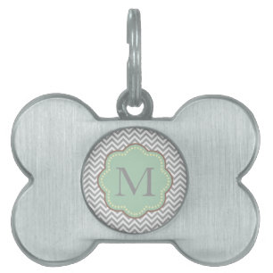 Grey Chevron Pet ID Tag