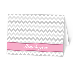 Grey Chevron Pink custom Thank You Card