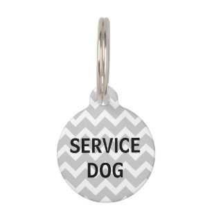 Grey Chevron Print Service Dog Pet Tag