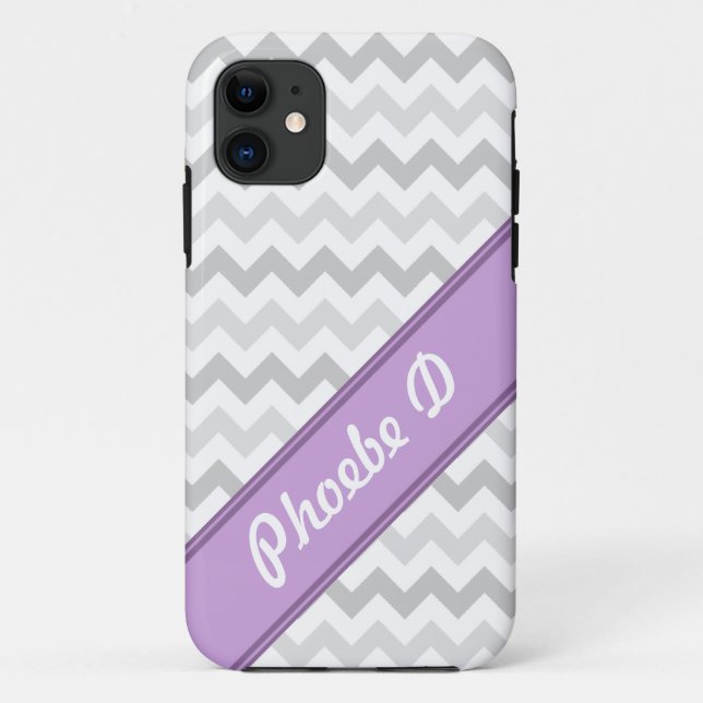 Grey Chevron Purple personalised iPhone 5 Case (Back)