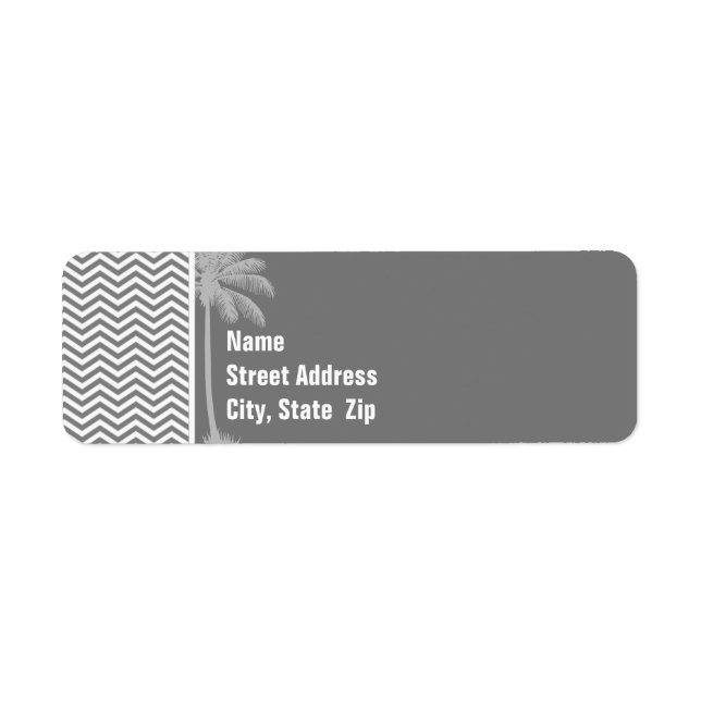 Grey Chevron Stripes; Tropical Palm Tree (Front)