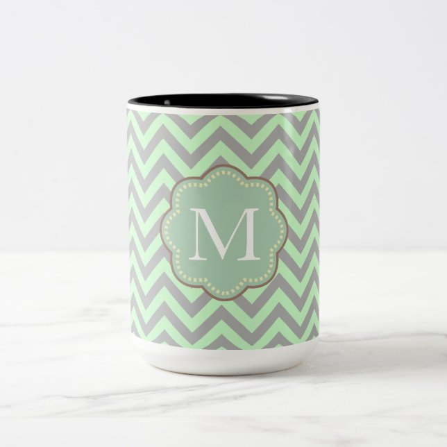 Grey Chevron Two-Tone Coffee Mug (Center)