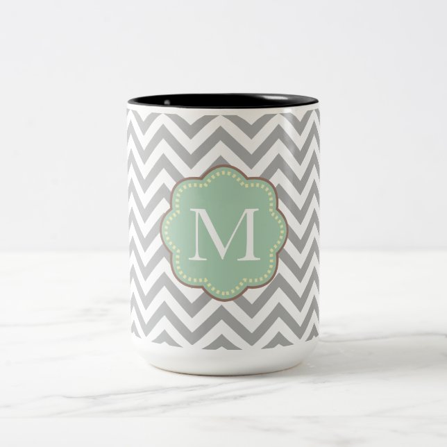 Grey Chevron Two-Tone Coffee Mug (Center)