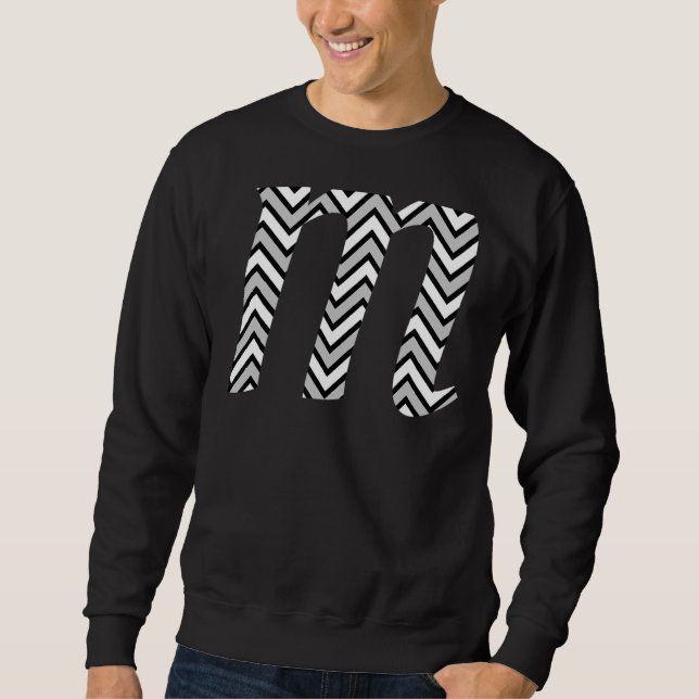 Grey Chevron White Zigzag Pattern Monogram Initial Sweatshirt (Front)