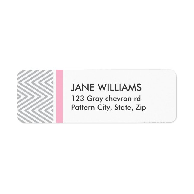 Grey chevron zigzag pattern chic return address (Front)