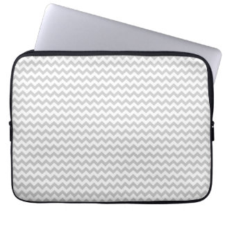 Grey Chevrons On White Neoprene Laptop Sleeve 13"