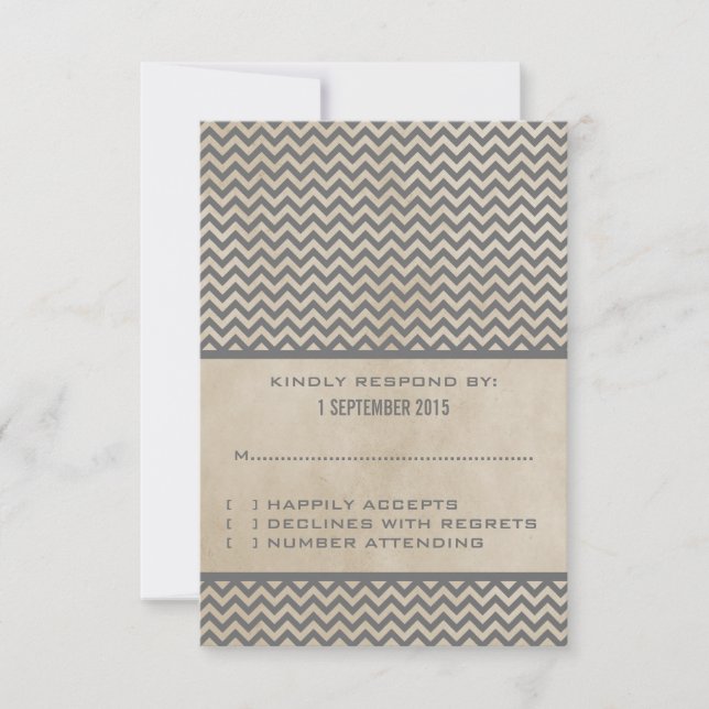 Grey Chic Chevron Response Card (Front)