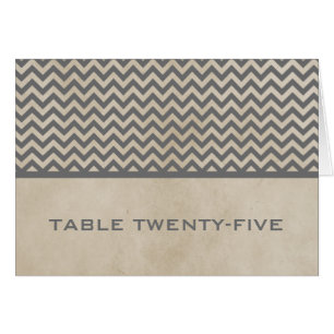 Grey Chic Chevron Table Number Card
