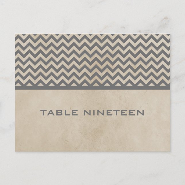 Grey Chic Chevron Table Number Postcard (Front)