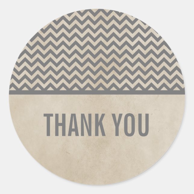 Grey Chic Chevron Thank You Stickers (Front)