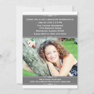 Grey Chic Photo Graduation Invite