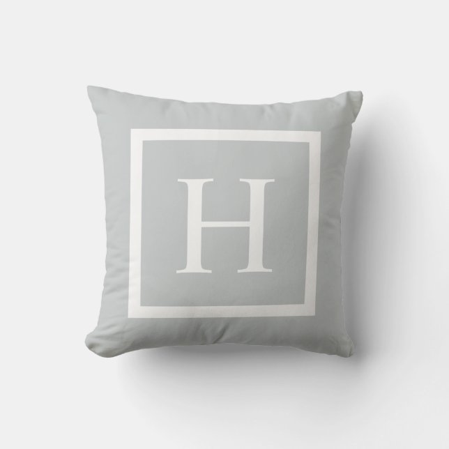 Grey Chic Square | Monogram Throw Pillow (Front)
