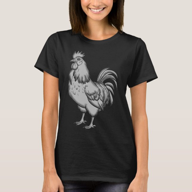 Grey Chicken, Faucet, Rooster  T-Shirt (Front)