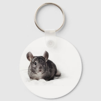 Grey Chinchilla Cute in Blanket Key Ring