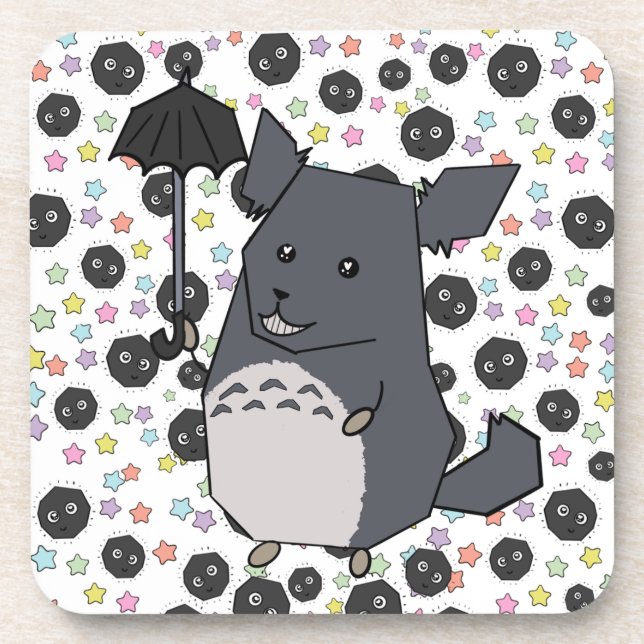 Grey Chinchilla Pastel Candy Stars Coaster (Front)